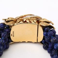 David Webb Signed David Webb Lapis Lazuli Torsade w 18k Gold Carved Coral Floral Motif - 4792686