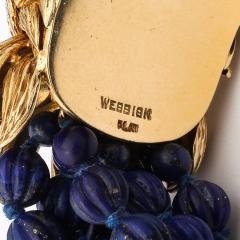 David Webb Signed David Webb Lapis Lazuli Torsade w 18k Gold Carved Coral Floral Motif - 4792688