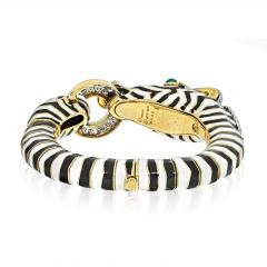 David Webb WEBB PLATINUM 18K YELLOW GOLD ZEBRA BLACK AND WHITE ENAMEL DIAMOND BRACELET - 2554021