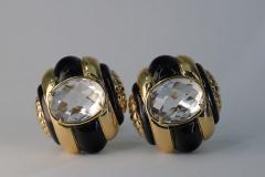 David Webb Webb Rock Crystal and Emanel Earrings - 2736120