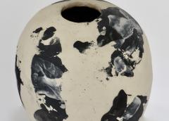 David Whitehead David Whitehead Ceramic Artist White and Black Wood Fired Ceramic Vase La Borne - 1064065