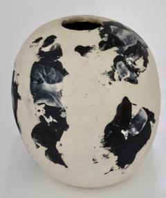 David Whitehead David Whitehead Ceramic Artist White and Black Wood Fired Ceramic Vase La Borne - 1064070