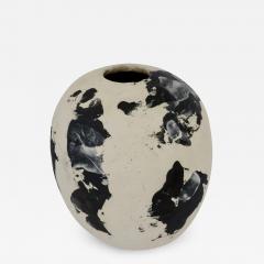 David Whitehead David Whitehead Ceramic Artist White and Black Wood Fired Ceramic Vase La Borne - 1065897