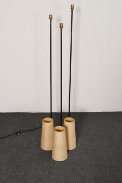 David Wurster Vintage Black Metal Three Fixture Floor Lamp with Shades by David Wurster - 4770141