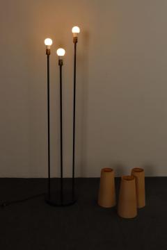 David Wurster Vintage Black Metal Three Fixture Floor Lamp with Shades by David Wurster - 4770142