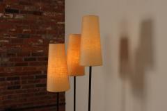 David Wurster Vintage Black Metal Three Fixture Floor Lamp with Shades by David Wurster - 4770151