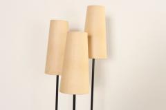 David Wurster Vintage Black Metal Three Fixture Floor Lamp with Shades by David Wurster - 4770152
