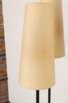 David Wurster Vintage Black Metal Three Fixture Floor Lamp with Shades by David Wurster - 4770157
