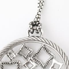 David Yurman David Yurman Sterling Silver Diamond Quatrefoil Disc Necklace - 4653628
