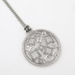 David Yurman David Yurman Sterling Silver Diamond Quatrefoil Disc Necklace - 4653646