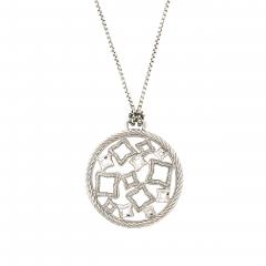 David Yurman David Yurman Sterling Silver Diamond Quatrefoil Disc Necklace - 4653654