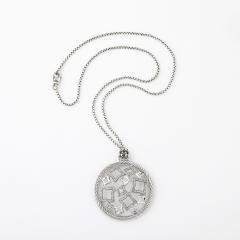 David Yurman David Yurman Sterling Silver Diamond Quatrefoil Disc Necklace - 4653656