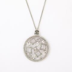 David Yurman David Yurman Sterling Silver Diamond Quatrefoil Disc Necklace - 4653664