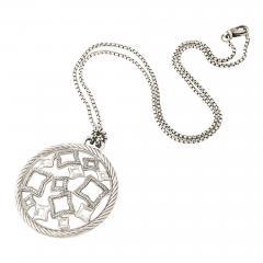 David Yurman David Yurman Sterling Silver Diamond Quatrefoil Disc Necklace - 4659893