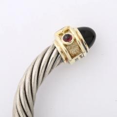 David Yurman Modernist Sterling Silver 14K Gold Onyx Garnet Cable Bracelet by David Yurman - 4720267