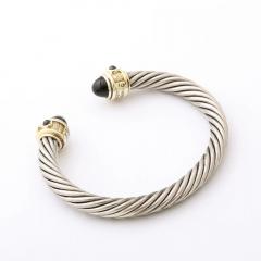 David Yurman Modernist Sterling Silver 14K Gold Onyx Garnet Cable Bracelet by David Yurman - 4720268