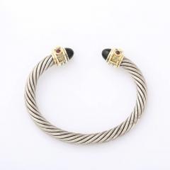 David Yurman Modernist Sterling Silver 14K Gold Onyx Garnet Cable Bracelet by David Yurman - 4720269