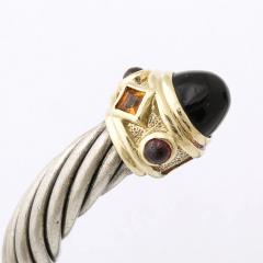 David Yurman Modernist Sterling Silver 14K Gold Onyx Garnet Cable Bracelet by David Yurman - 4720270