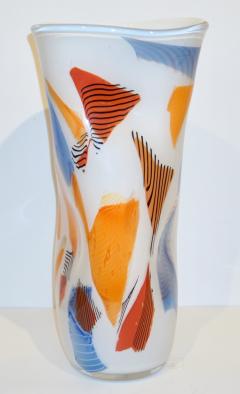 Davide Dona Davide Don Italian Large Free Form White Orange Red Blue Murano Art Glass Vase - 1127420