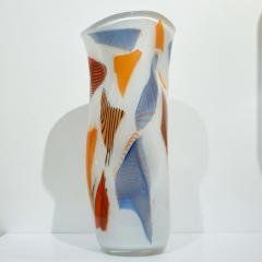 Davide Dona Davide Don Italian Large Free Form White Orange Red Blue Murano Art Glass Vase - 1127427