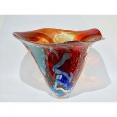Davide Dona Davide Dona Modern Art Red Azure Blue White Murano Glass Sculptural Vase Bowl - 483222