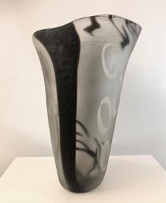 Davide Dona Davide Dona Modern Black White and Crystal Clear Murano Glass Sculptural Vase - 676883