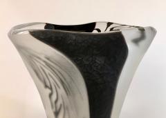 Davide Dona Davide Dona Modern Black White and Crystal Clear Murano Glass Sculptural Vase - 676885