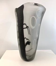 Davide Dona Davide Dona Modern Black White and Crystal Clear Murano Glass Sculptural Vase - 676889