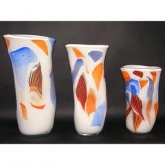 Davide Dona Davide Dona Small Free Form White Orange Red Blue Murano Art Glass Vase - 1202585