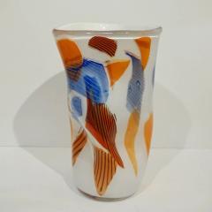 Davide Dona Davide Dona Small Free Form White Orange Red Blue Murano Art Glass Vase - 1202588