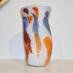 Davide Dona Davide Dona Small Free Form White Orange Red Blue Murano Art Glass Vase - 1202589