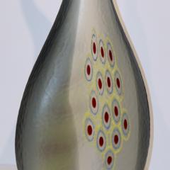 Davide Dona Dona Modern Art Glass Smoked Gray Sculptural Vase with Red and Yellow Murrine - 1111966