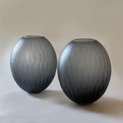 Davide Dona Late 20th Century Pair of Sculptural Gray Murano Glass Vases - 1984739