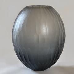 Davide Dona Late 20th Century Pair of Sculptural Gray Murano Glass Vases - 1984742