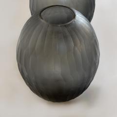 Davide Dona Late 20th Century Pair of Sculptural Gray Murano Glass Vases - 1984744