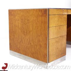 Davis Allen Davis Allen Mid Century Burlwood and Chrome Executive Desk - 3694591