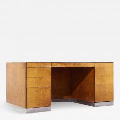 Davis Allen Davis Allen Mid Century Burlwood and Chrome Executive Desk - 3758317