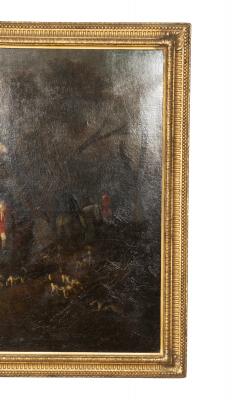 Dean Wolstenholme Large Oil On Canvas Hunt Scene Attributed To D Wolstenholme - 4824835
