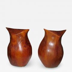 Deborah Bump Whimsical Pair of Walnut Signed Deborah Bump Owl Bookends Mid Century Modern - 1752303
