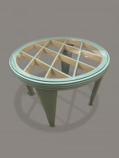 Deco Pistacchio Jadeite painted wood and glass side table - 4238254