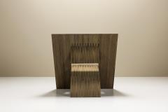 Deconstructivist Angled Square Chair in Wood Netherlands 1980s - 3637289