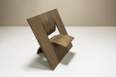 Deconstructivist Angled Square Chair in Wood Netherlands 1980s - 3637293