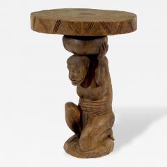 Decorative African Carved Wood Side Table - 161291