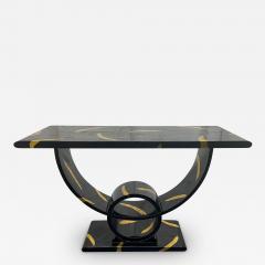 Decorative Black Lacquered and Gold Leaf Console - 2740427