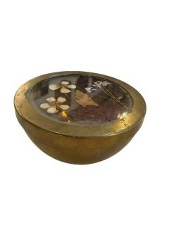 Decorative Brass Bowl With Floral Lid - 4521623