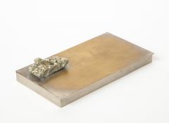 Decorative Hinge Lidded Metal Box with Pyrite France c 1970 - 1938155