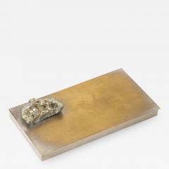 Decorative Hinge Lidded Metal Box with Pyrite France c 1970 - 1938558