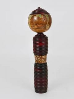 Decorative Kokeshi Doll Sculpture from Northern Japan Hand Painted Signed - 4055527