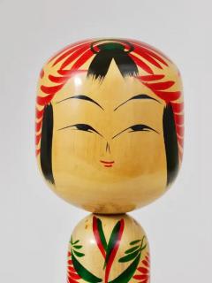 Decorative Kokeshi Doll Sculpture from Northern Japan Hand Painted Signed - 4057514
