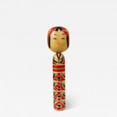 Decorative Kokeshi Doll Sculpture from Northern Japan Hand Painted Signed - 4061056